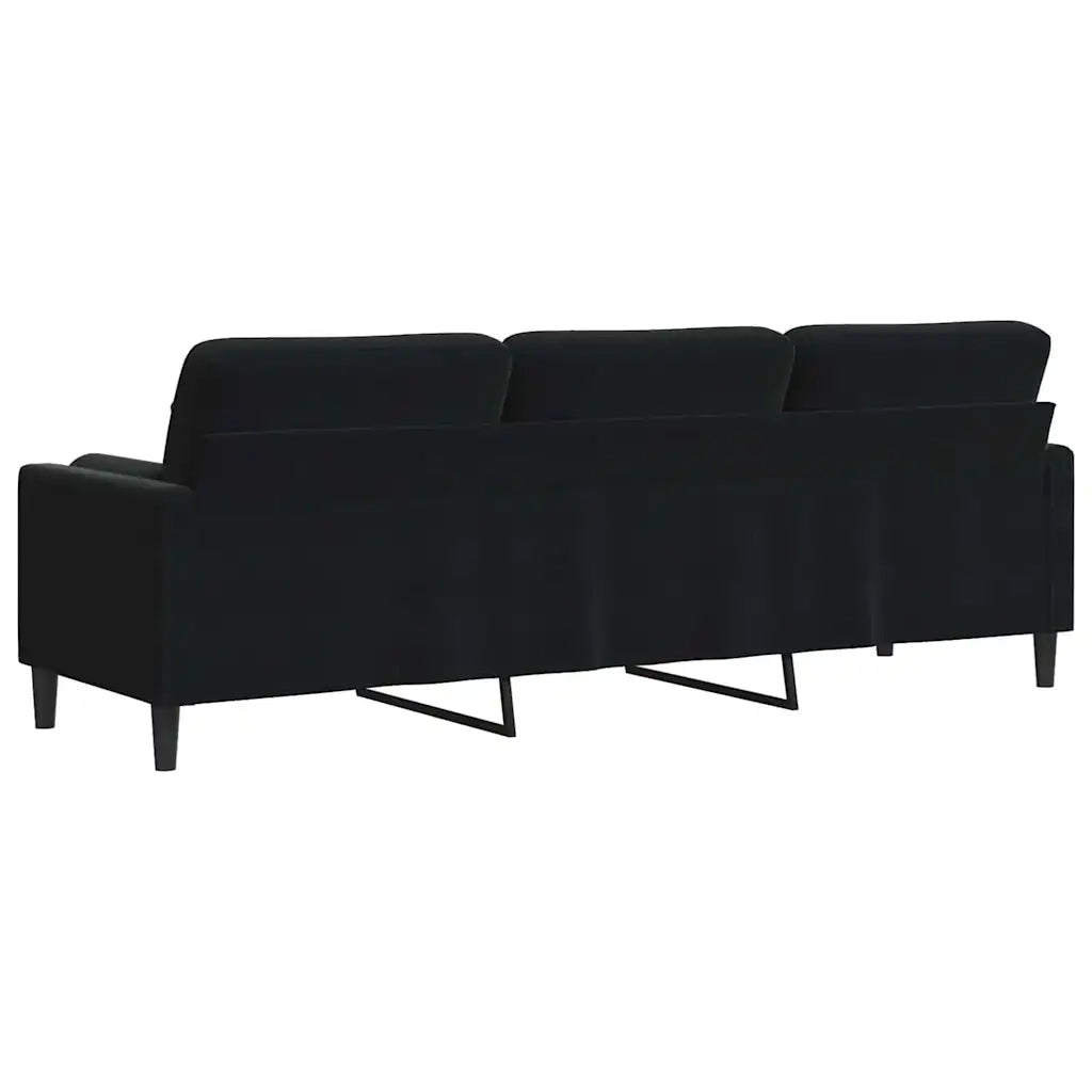 Divano a 3 Posti con Cuscini-Sofa 3 Posti con Cuscini Nero 210 cm in Velluto