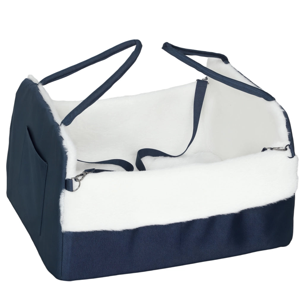 Seggiolino auto per cani ¨C Xylo ¨C con cintura di sicurezza, 55x46x32 cm, blu navy