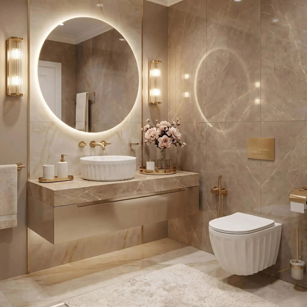 Set: Wc Sospeso + Lavabo Da Appoggio Rea Duo White