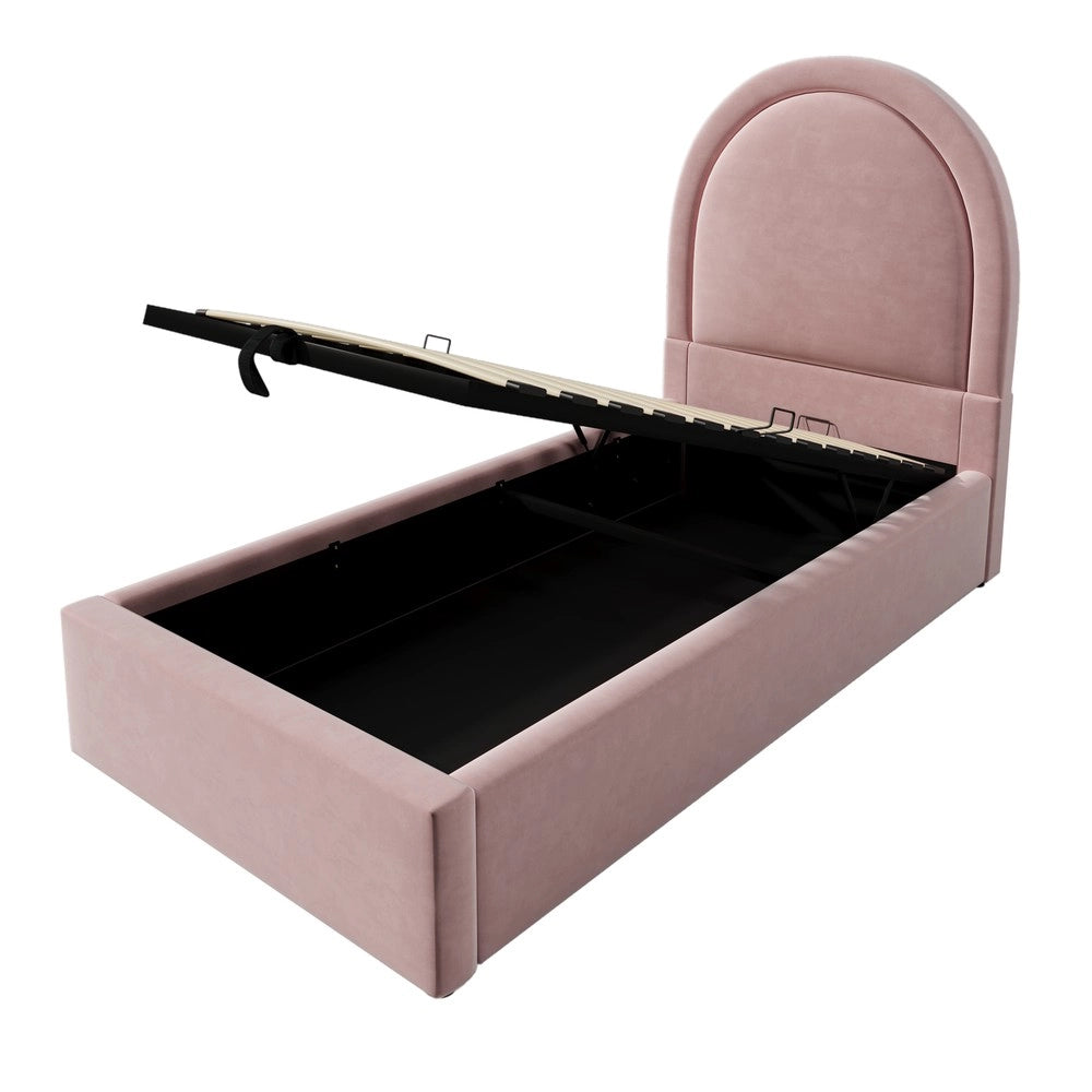 Letto Singolo Imbottito per Bambini ¨C MINIMAL ¨C Rosa Velluto 90x190