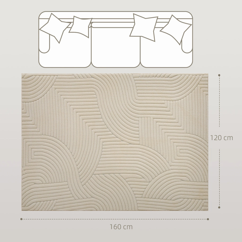 Tappeto Moderno Pelo Corto ¨C Xylo ¨C Crema 160x120 cm Base Antiscivolo