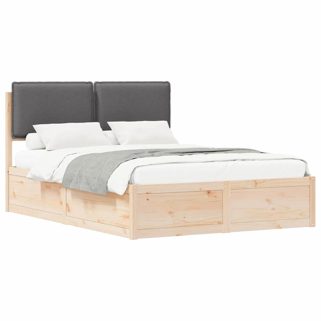 Letto con Testiera Rivestita-Struttura Letto con Testiera Grigio scuro 140 x 200 cm 698546