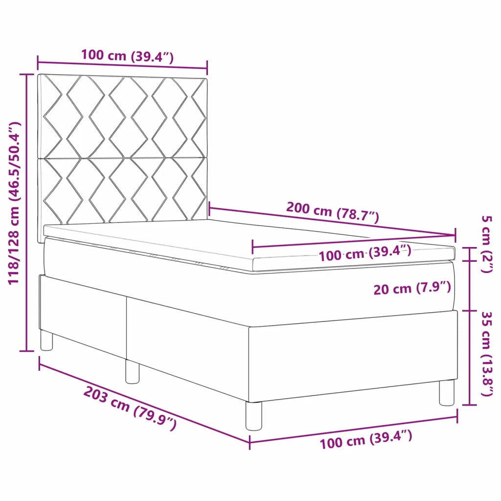 Letto a molle con materasso con led Blu 100 x 200 cm Tessuto 3342927