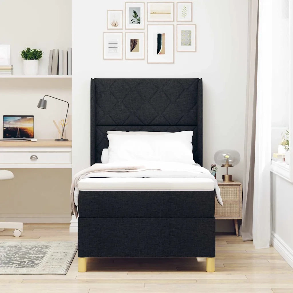 Letto a molle con strisce LED Nero 100 x 200 cm Tessuto 3343744
