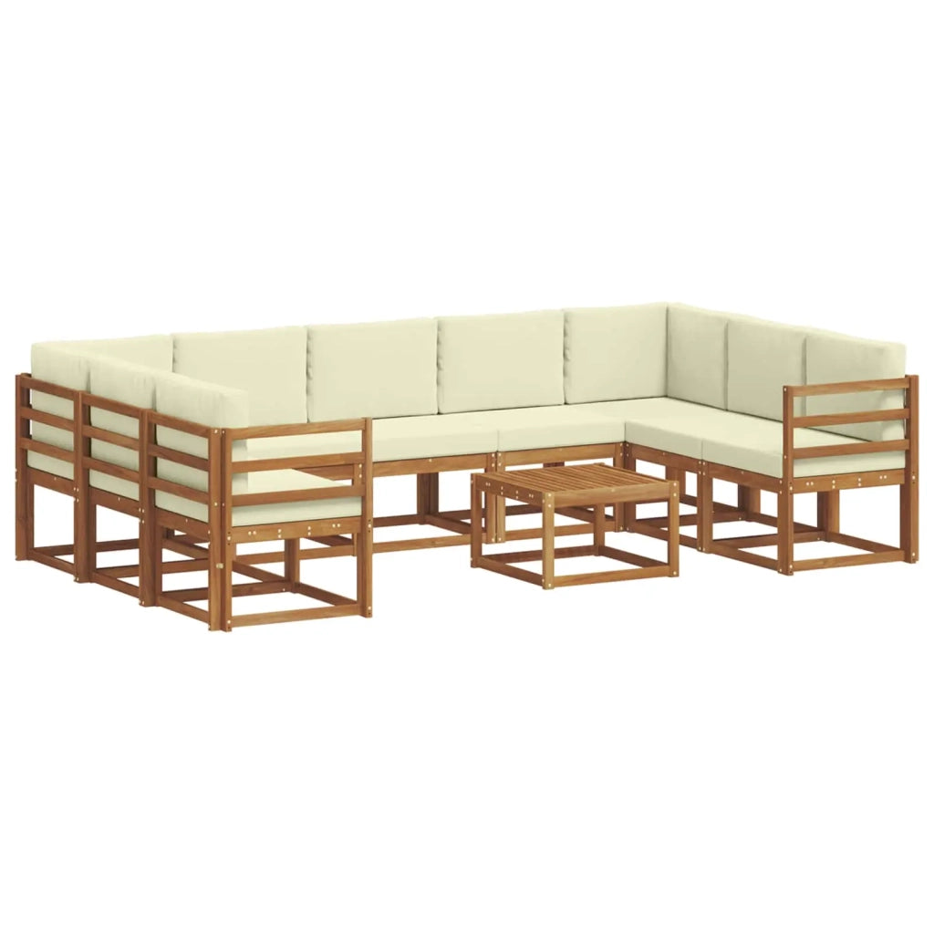 Set di divani da esterno con cuscino 10 pcs Naturale e Crema 3367003