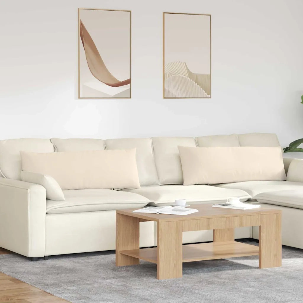 Cuscini da Divano 2 pz-Set di 2 Cuscini per Sofa Beige 120 x 40 cm Tessuto