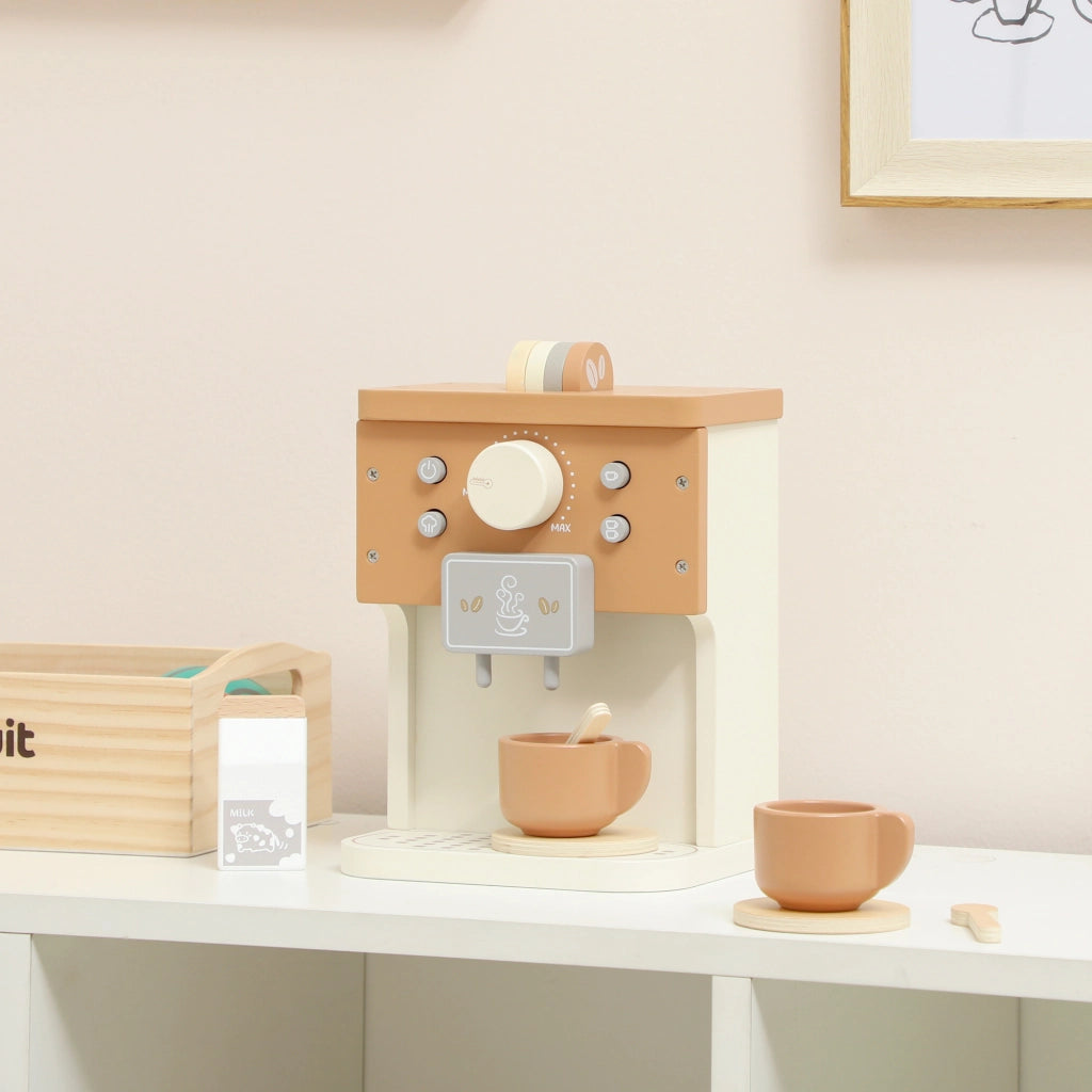 Set Macchina del Caff¨¨ Giocattolo in Legno per Bambini ¨C Minimal ¨C Marrone