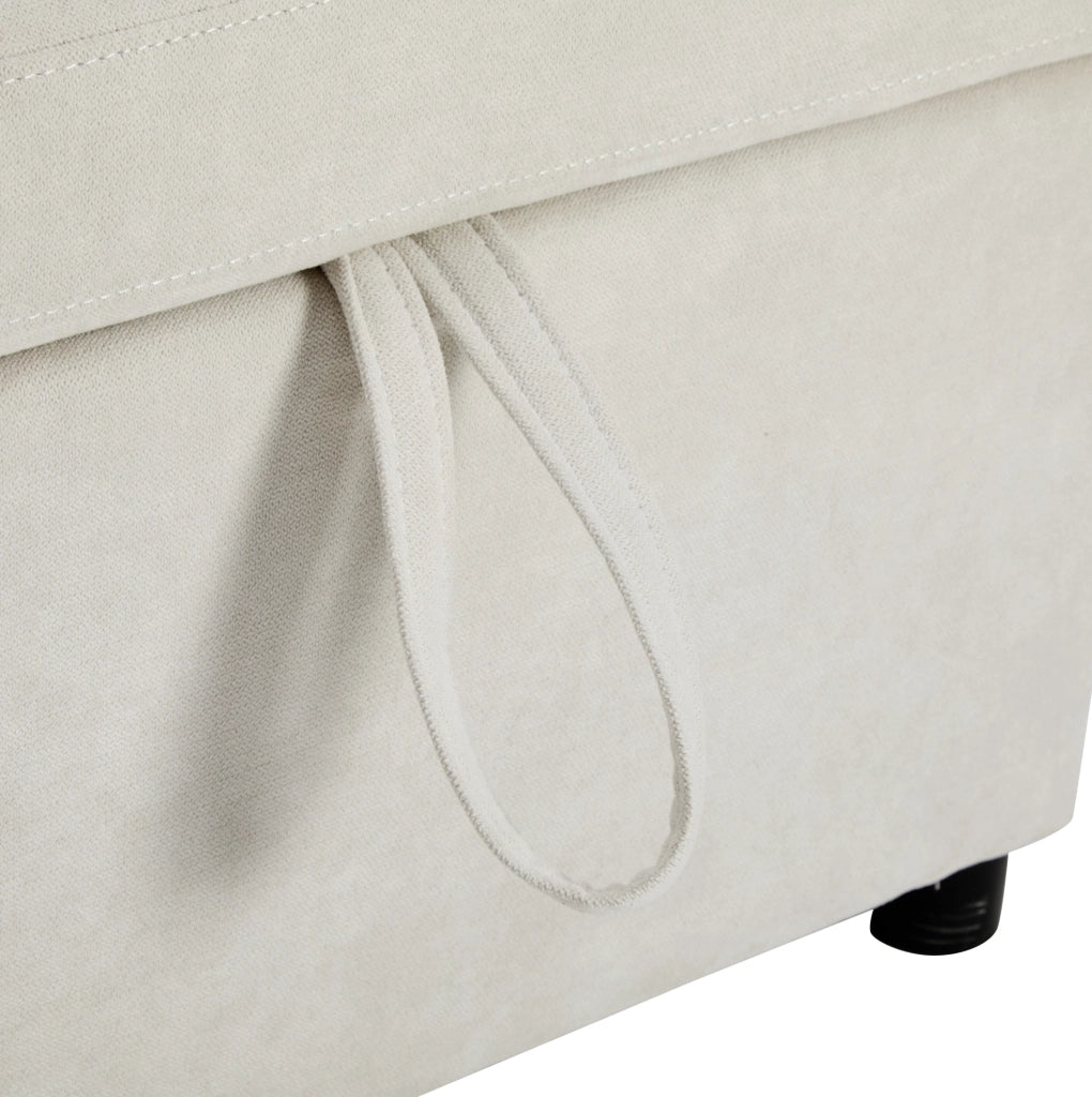 Divano letto angolare reversibile con USB e contenitore in flanella beige
