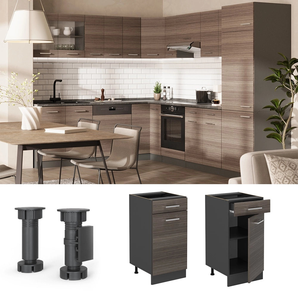 Mobiletto base per cucina R-Line Grigio nobile/Antracite 40 cm, PL Antracite Vicco