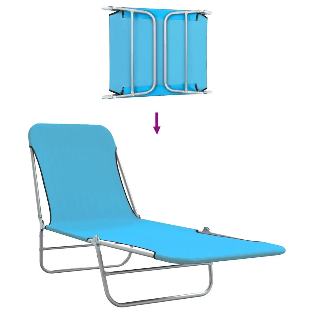 Lettini Prendisole Pieghevoli 2pz in Acciaio e Tessuto Blu 310344