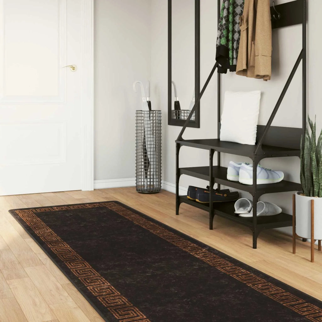 Runner Tappeto MARSA Nero 80 x 450 cm Poliestere e PVC 42023291