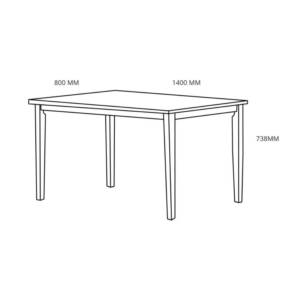 Tavolo rettangolare bianco opaco laccato Dori 140x80x74H