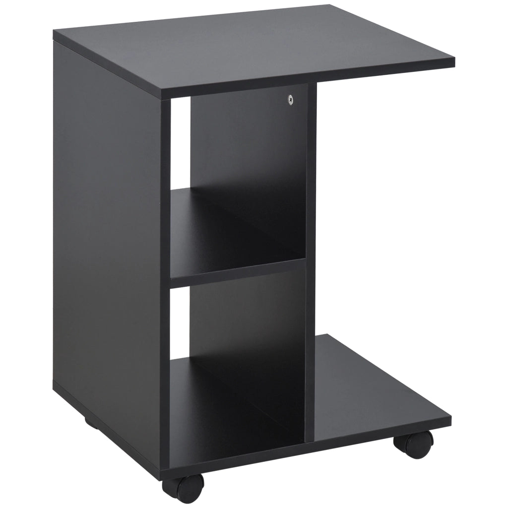 Tavolino con ruote e scaffali aperti ¨C Minimal ¨C Nero 45x35x58 cm