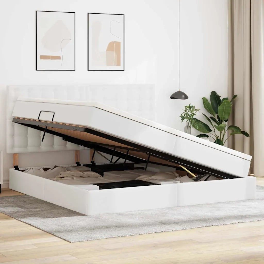Letto con contenitore e LED con led Bianco Puro 200 x 200 cm