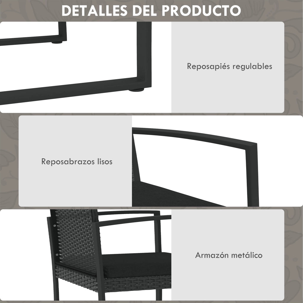 Set da giardino in polyrattan ¨C Minimal ¨C nero con 2 divani singoli, 1 divano doppio e 2 tavolini