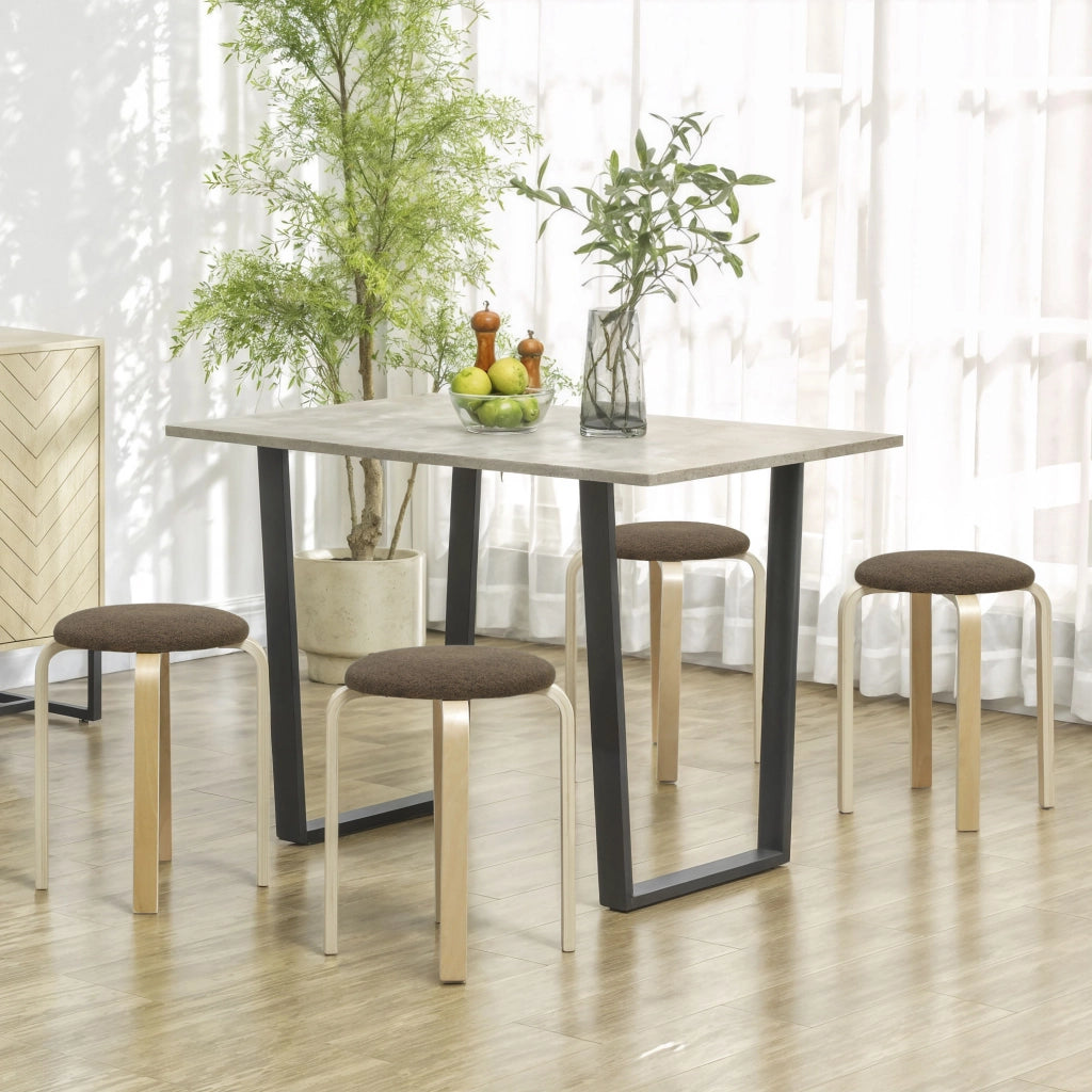 Pouf Imbottiti Imbottito 4 Pezzi ¨C Minimal ¨C Marrone Legno