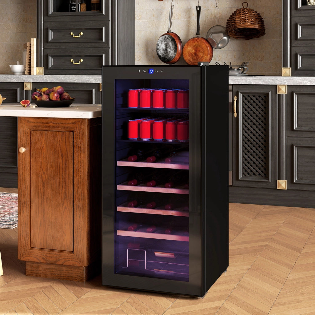 Cantinetta Vino Frigo 92L ¨C Xylo ¨C 20 Bottiglie 50 Lattine Ripiani Regolabili 43x45x94cm Nero
