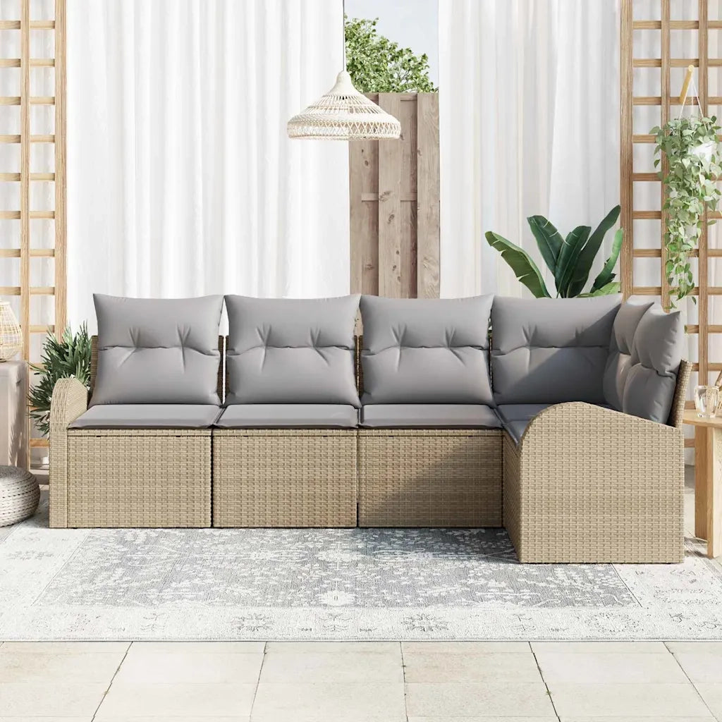 Set di divani con cuscino 5 pcs Beige Poliestere 3346040