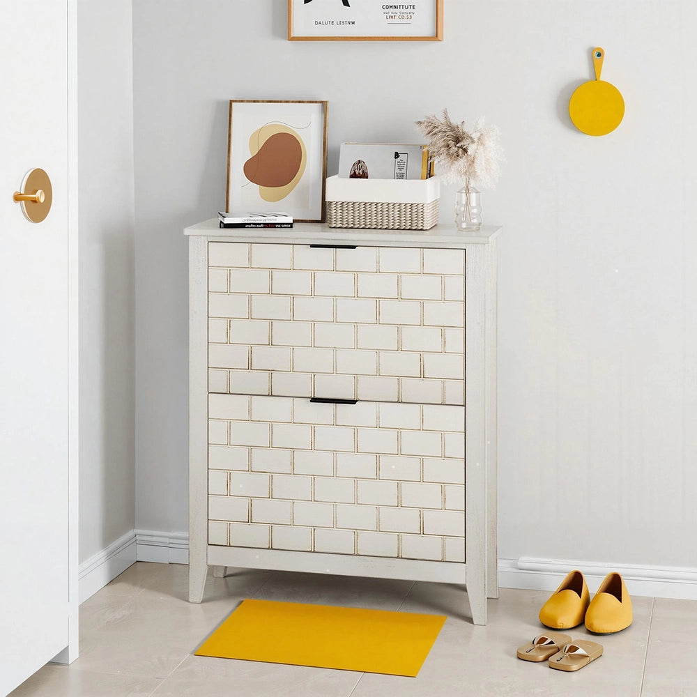 Armadietto scarpe - Xylo - 2 cassetti bianco 80cm per ingresso