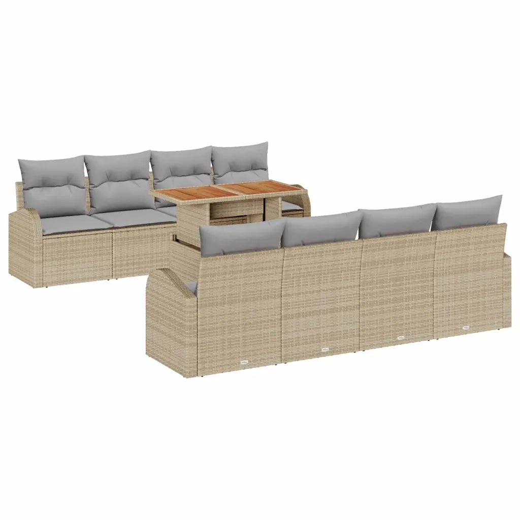 Set Divano da Giardino con cuscino 7 pcs beige e grigio chiaro 3349559