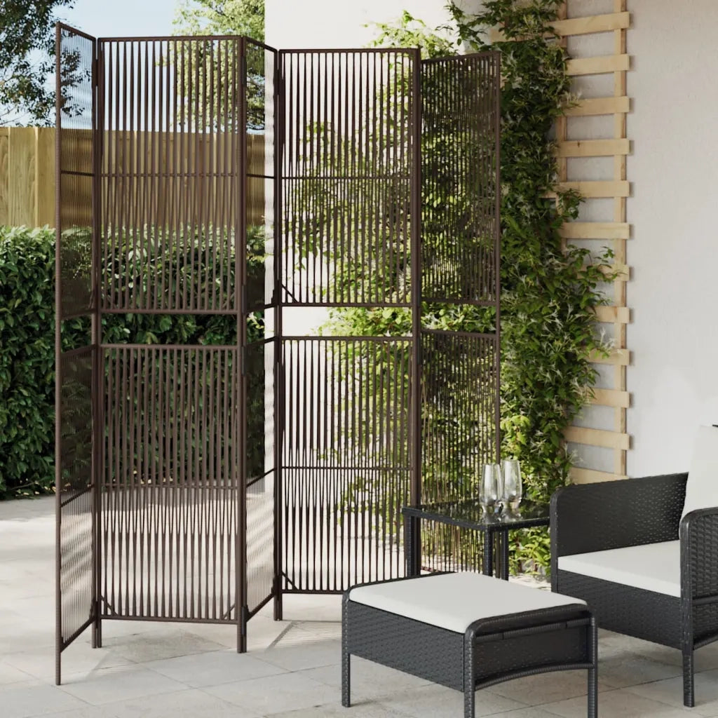 Divisorio per Ambienti | Divider per stanze | Paravento a 6 Pannelli Marrone in Polyrattan