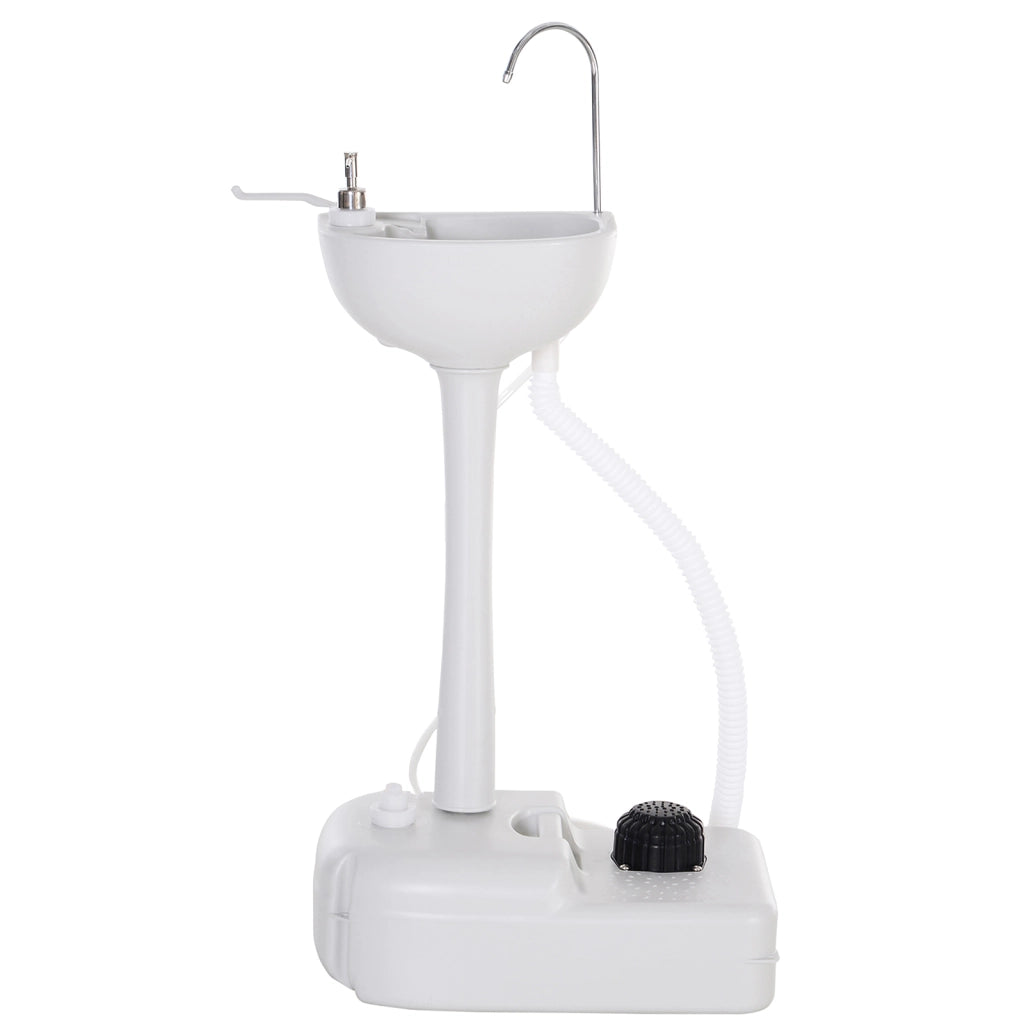 Lavabo Portatile per Esterno con Tanque 17L e Ruote ¨C zephmum ¨C Grigio Chiaro HDPE