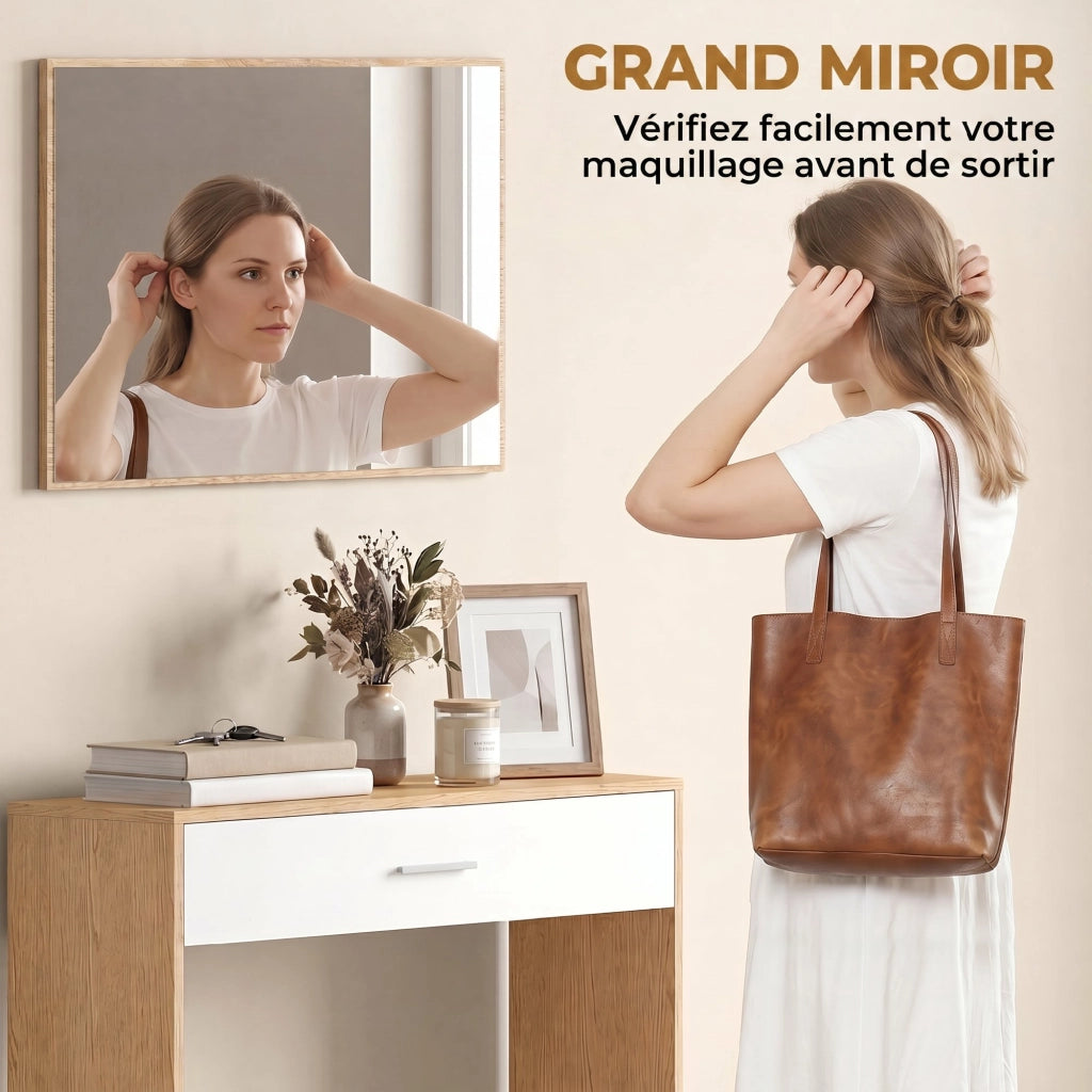 Consolle ingresso con specchio e cassetto ¨C Xylo ¨C legno rovere 91,5x27,9x85,5 cm