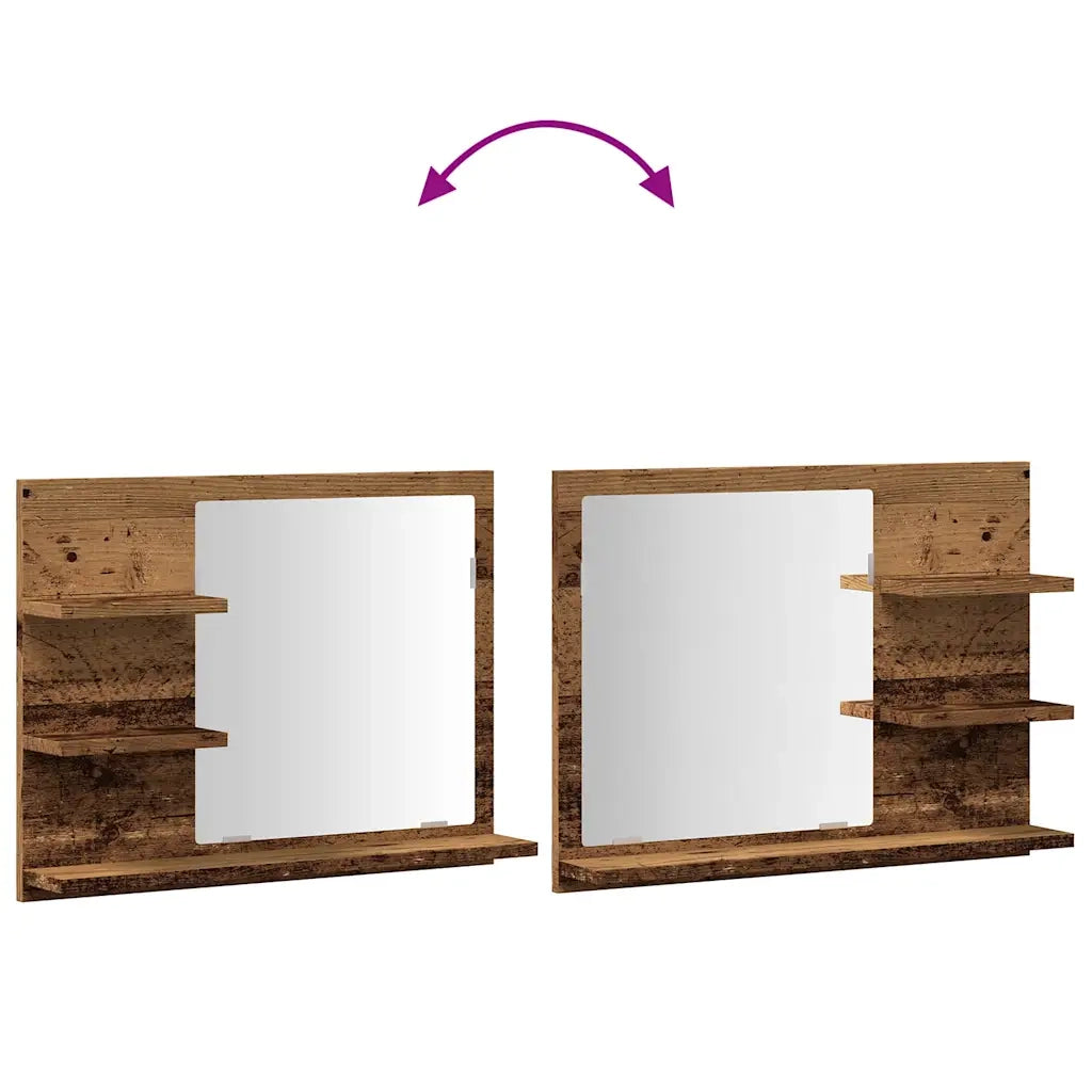 Armadietto a Specchio da Bagno-Mobile bagno con specchio Legno Vecchio 60x10,5x45 cm