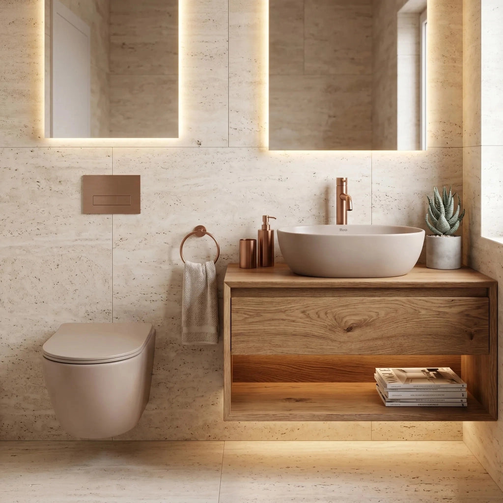 Lavabo Da Appoggio Rea Focus Taupe