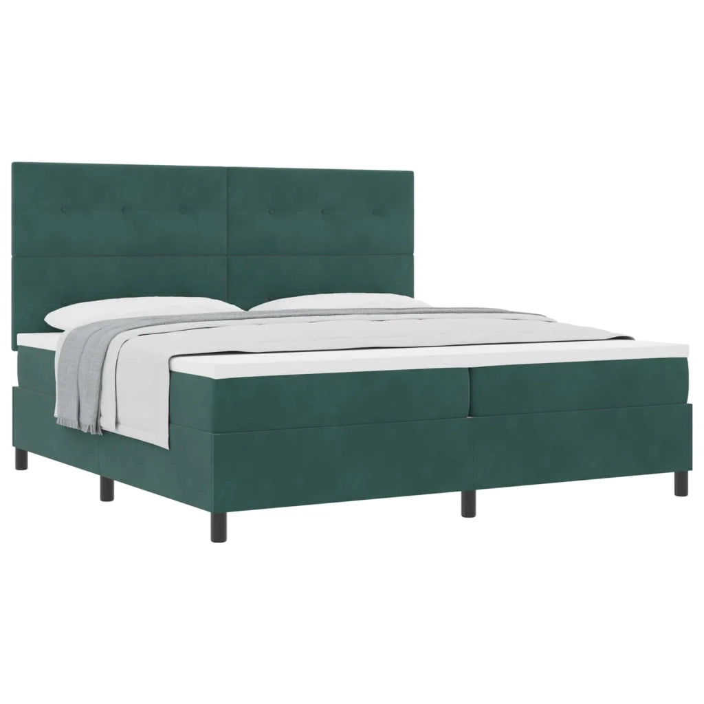 Letto a molle con materasso Verde Scuro 200 x 200 cm Velluto 3339857