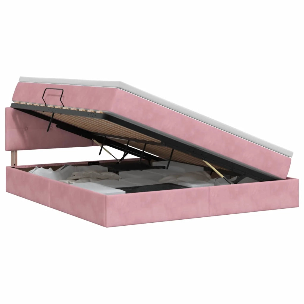Letto con Contenitore con testiera Rosa 180 x 200 cm Velluto 3458828