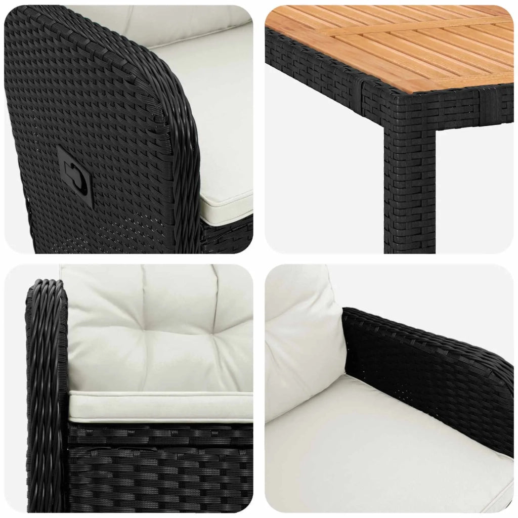 Set da pranzo per esterni 5 pz Nero e Bianco Crema 3422265