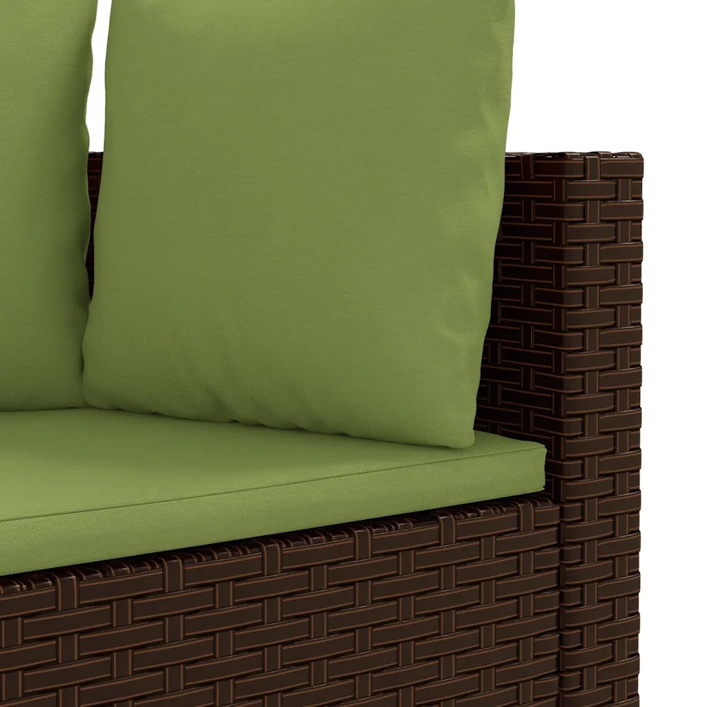 Set Divano da Giardino 3 pz con Cuscini Marrone in Polyrattan 3308454