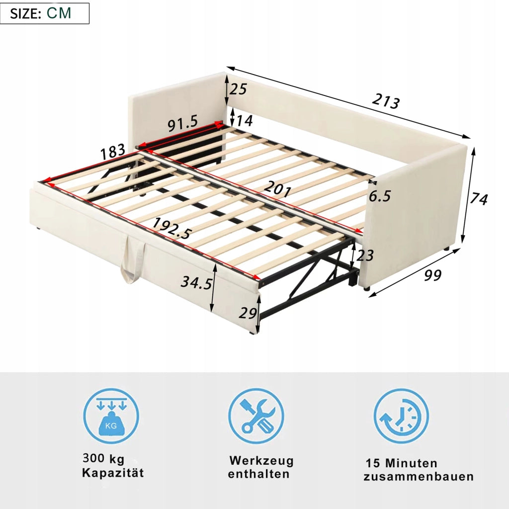 Letto a scomparsa imbottito - Xylo - 90x180x200 - Beige