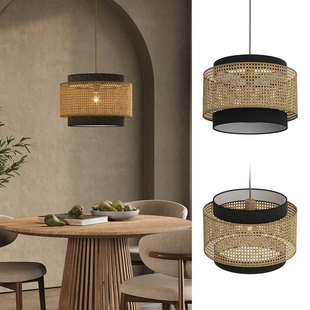 Vicco Lampada a soffitto Rattan/nero 45 x 31 cm