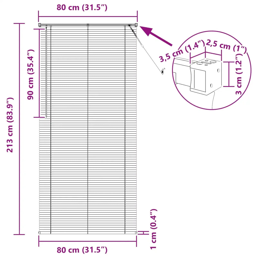 Tenda Veneziana | Tenda a lamelle Marrone Chiaro con Motivo 213 x 80 cm 25 mm PVC