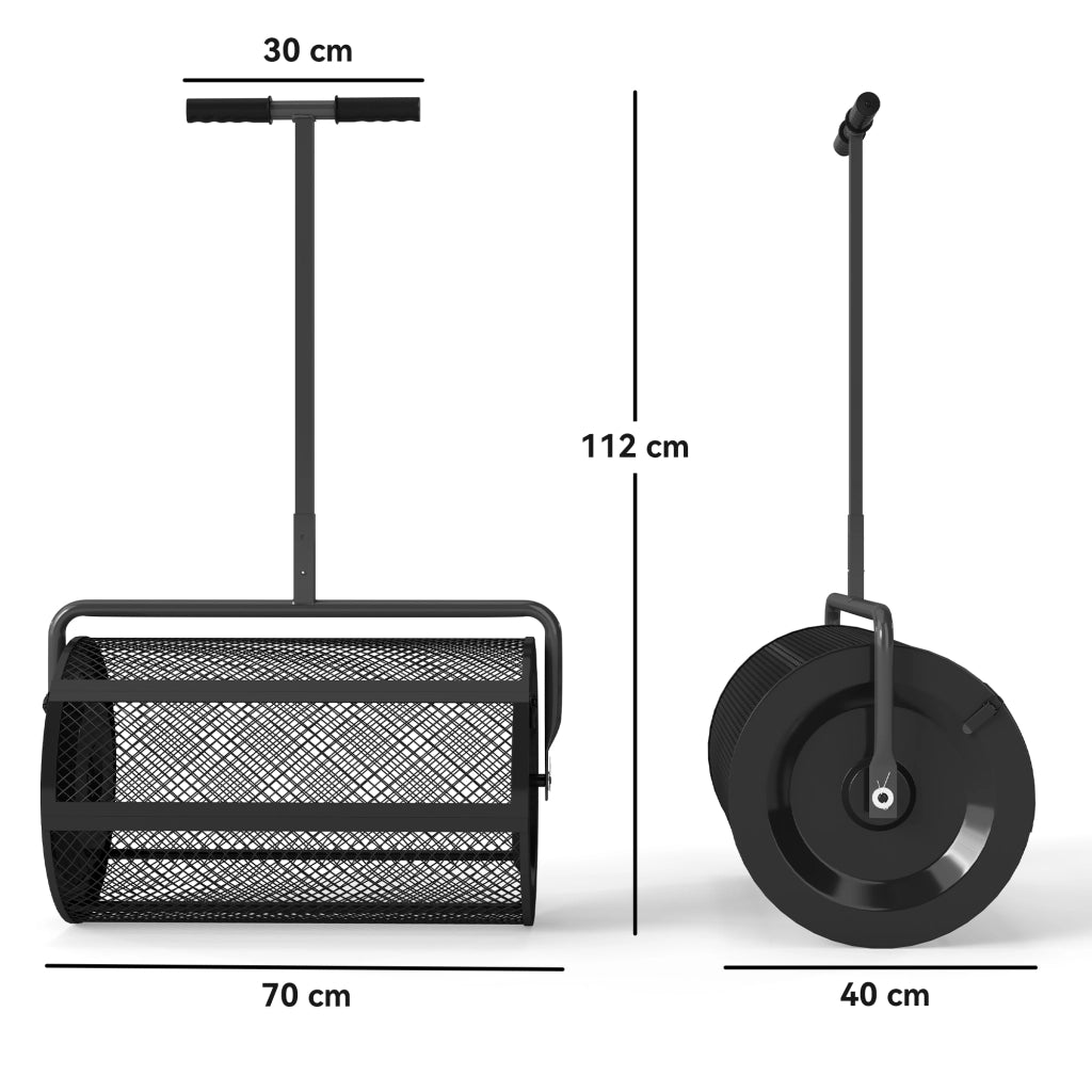 Spandiconcime 75L ¨C Xylo ¨C 61x40cm nero metallo con manico a T