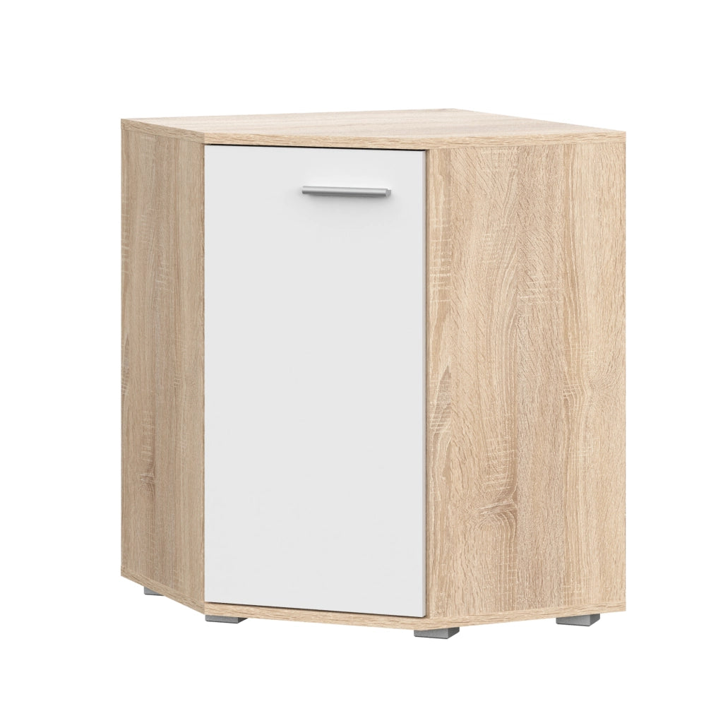 Commoda FAUSKE - Spaziosa - Angolare - Rovere Sonoma - Bianco - Larghezza 138 cm, Altezza 74 cm, Profondit? 34 cm