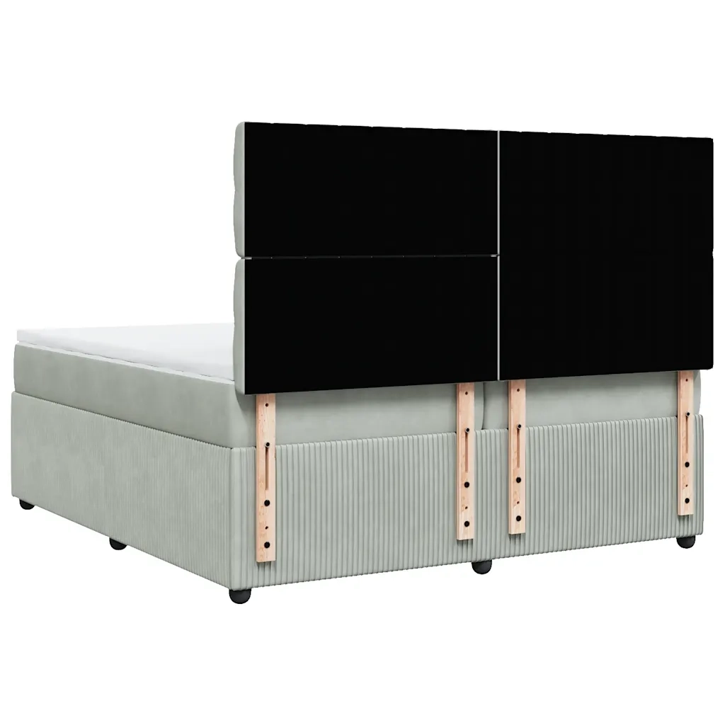 Giroletto a Molle con Materasso Grigio Chiaro 200x200cm Velluto 3292436