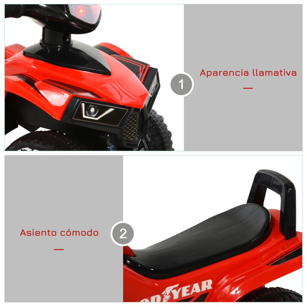 Quad Cavalcabile per Bambini 18-36 Mesi ¨C Xylo ¨C Rosso con Luci e Clacson 60x31x42 cm