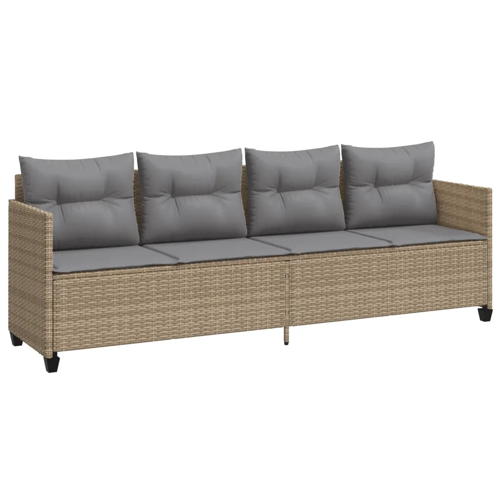 Set Divano da Giardino 5 pz con Cuscini Beige in Polyrattan