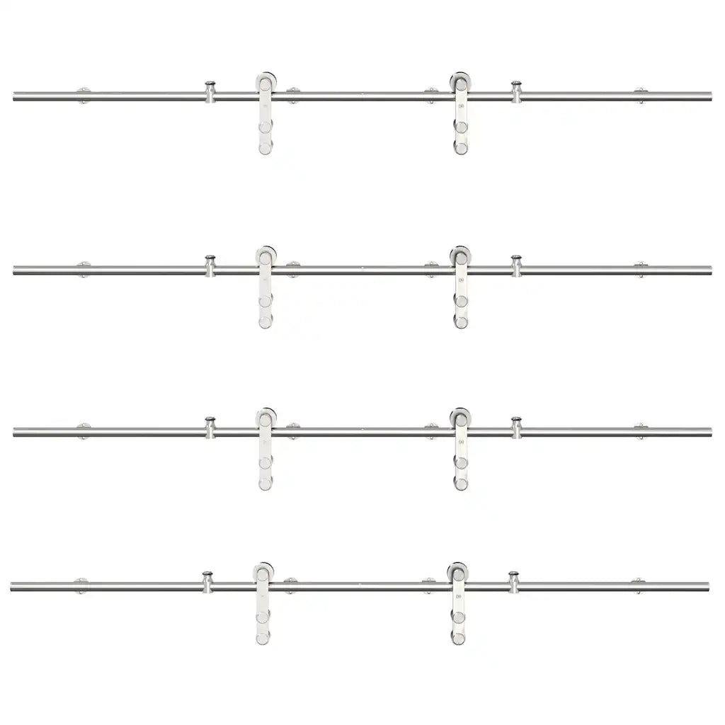 Kit Binari Porta Scorrevole 366 cm Acciaio Inossidabile Argento