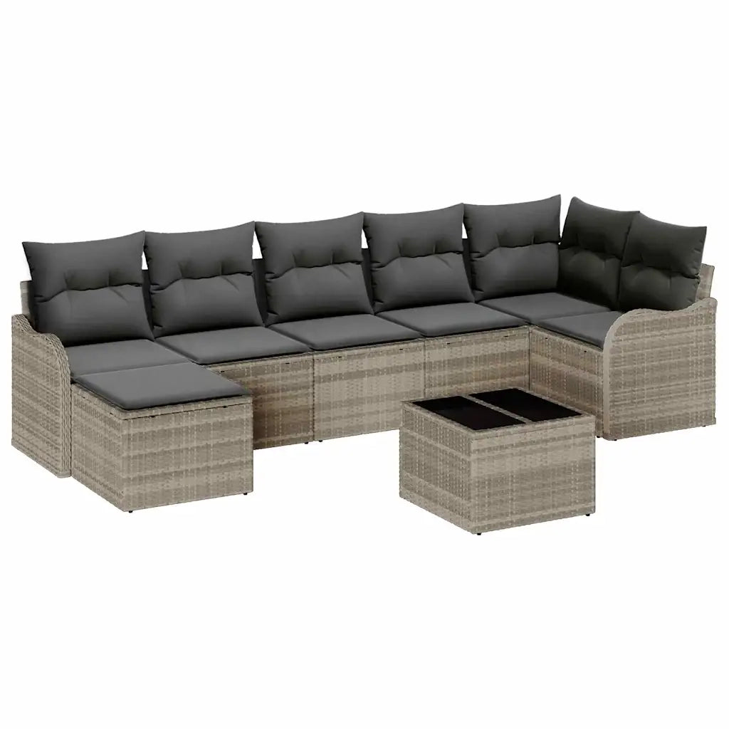 Set Divano da Giardino Grigio chiaro polyrattan