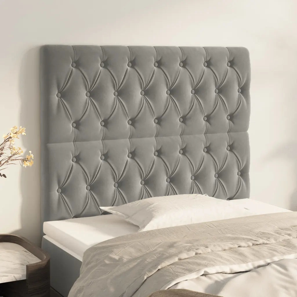 Testiera-Testata Decorativa Grigio Chiaro 90x7x118/128 cm Velluto