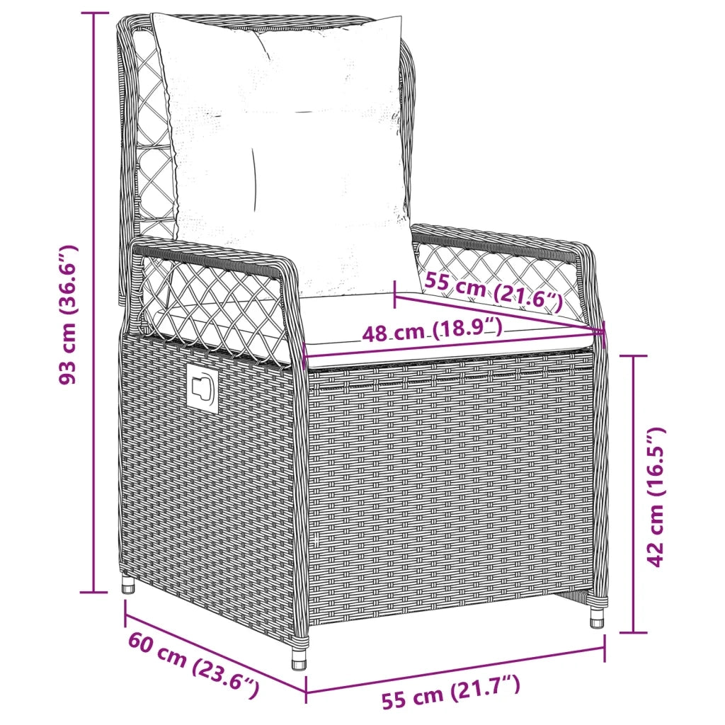 Set da Pranzo da Giardino 5 pz con Cuscini Beige in Polyrattan 3263001