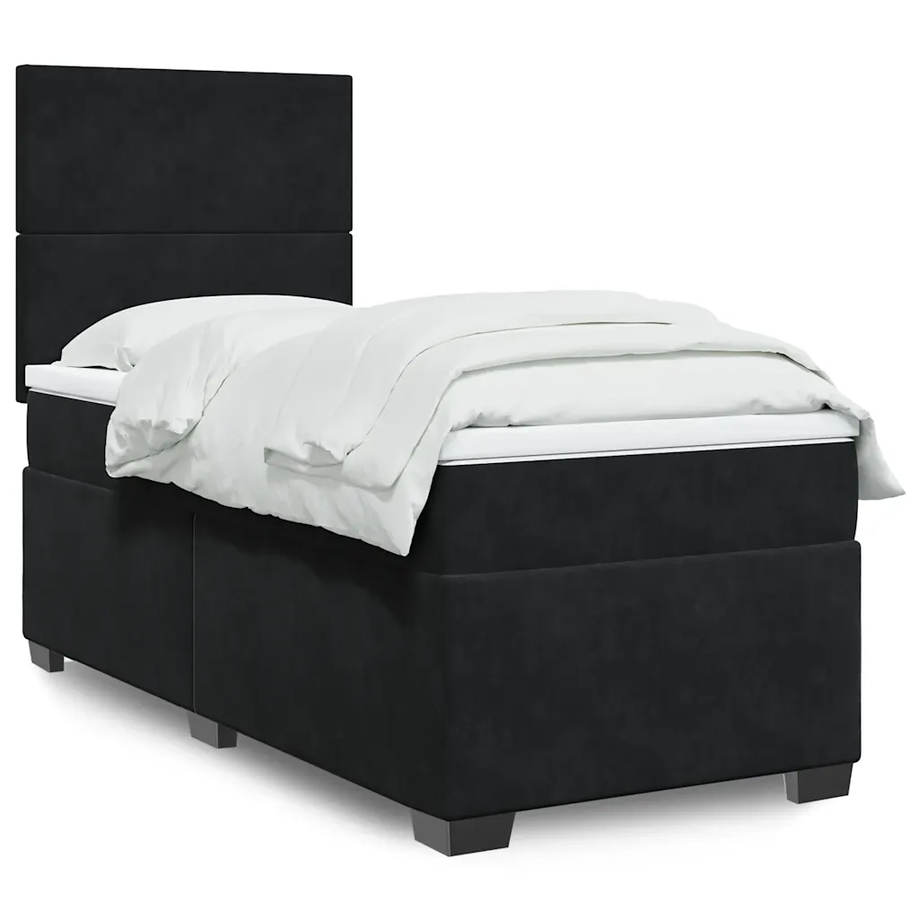 Giroletto a Molle con Materasso Nero 100x200 cm in Velluto