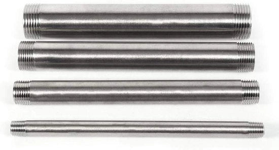 Pipa in acciaio inossidabile maschio x fuoriuscita in alluminio, 200mm - BSP 1/4" 1/2" 3/4" 1" - Flessibili di connessione Flow (DN25*200mm=1)
