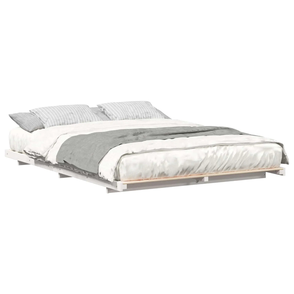 Struttura del letto Bianco 160 x 210 cm Pino massello 873113