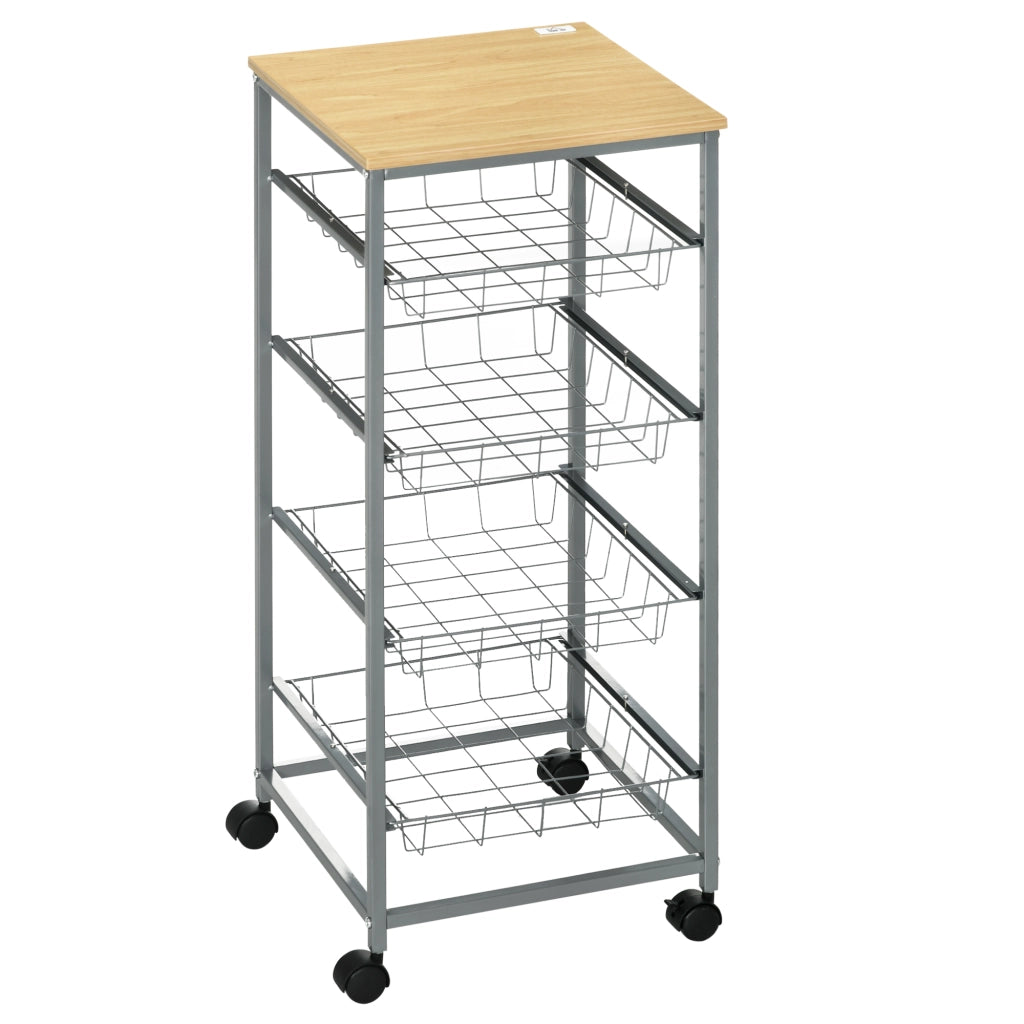 Carrello Multiuso con Ripiani e Cestini ¨C zephmum ¨C Argento