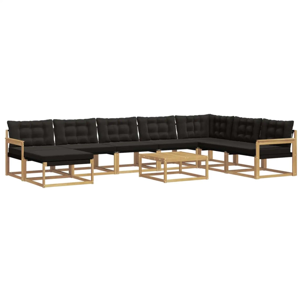 Set di divani da esterno 9 pcs Bianco e Nero 3388990